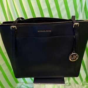 Michael Kors Black Handbag with Gold Details
